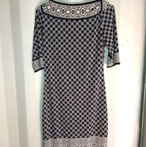 Max Studio M Navy/White Pattern Dress